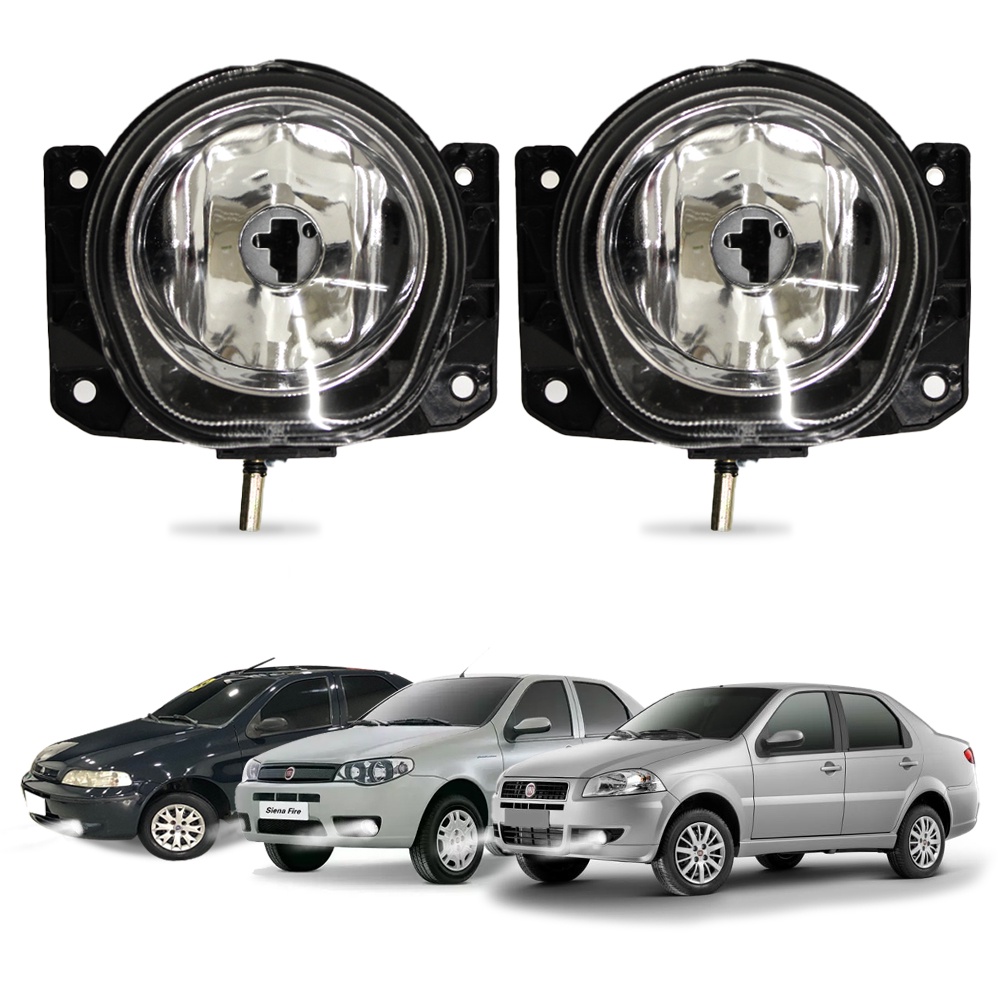 Farol de Milha Siena G2 G3 G4 2001 a 2012 Par Farol Auxiliar de Carro Lente Vidro Neblina Automotivo