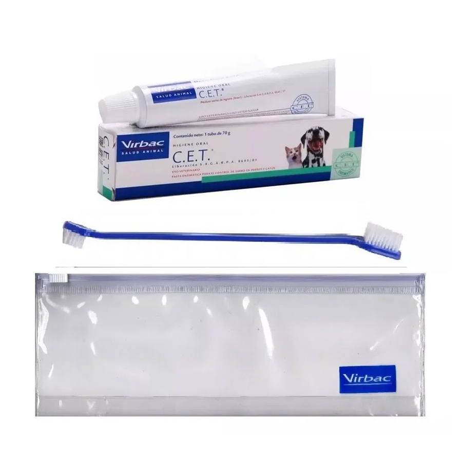 Kit Saúde Oral Virbac CET Pasta + Necessaire + Escova em Oferta na Shopee