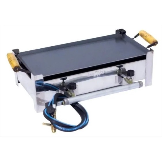 Fogão Inox 2 Bocas Fogareiro Com Chapa de Alta Pressão Camping Chapeira + kit Instalação em Oferta na Shopee