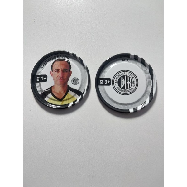 02 Tazos Original de Metal Chiquinho Baiano / ASA de Arapiraca Panini Brasileiro 2012 Flipix Metalix