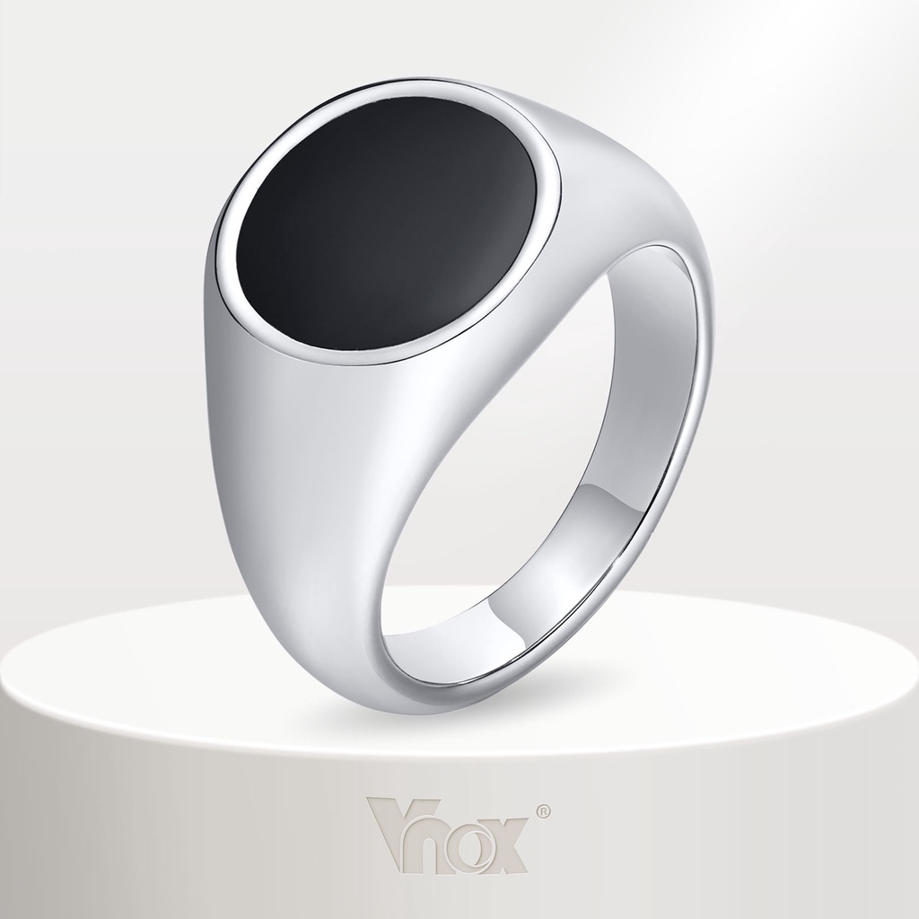 Vnox 13mm Anéis De Sinais Masculinos , Faixa De Aço Inoxidável Fingber Com Esmalte Redondo , Nunca Desbota Anel Punk Masculino À Prova D'água em Oferta na Shopee