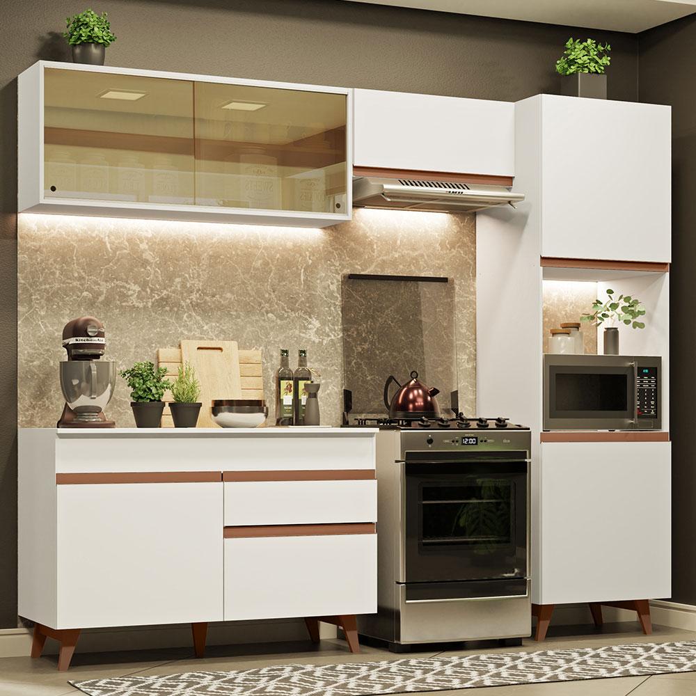 Cozinha Completa Madesa Reims XA250003 com Armário e Balcão - Branco - Home & Living