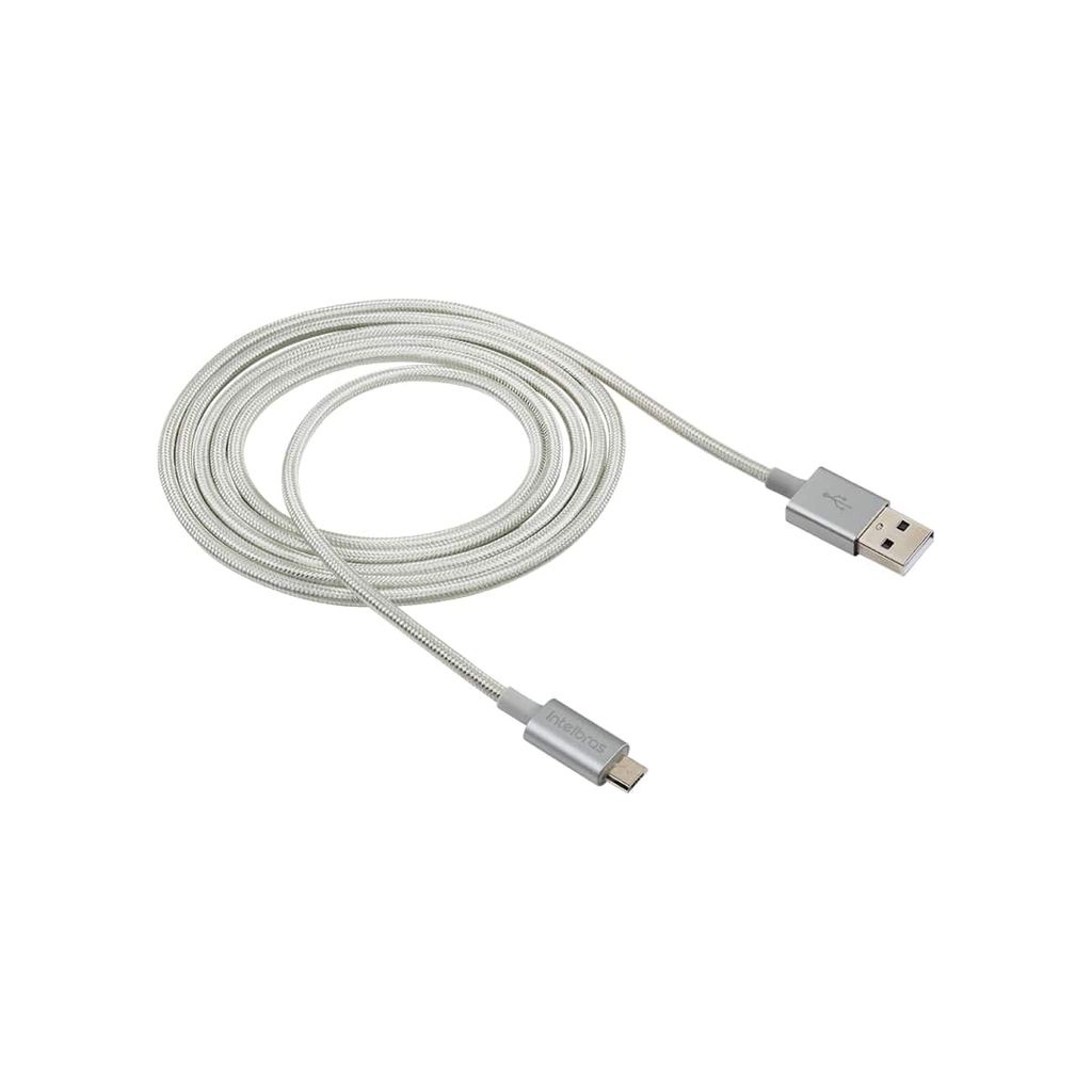 Cabo USB - Micro USB 1,5m nylon branco Intelbras EUAB 15NB em Oferta na Shopee
