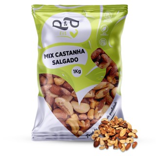 Mix Castanha Salgado Amêndoa Defumada Amêndoa com Sal Nozes Castanha de Caju Castanha do Pará e Amendoim 1Kg