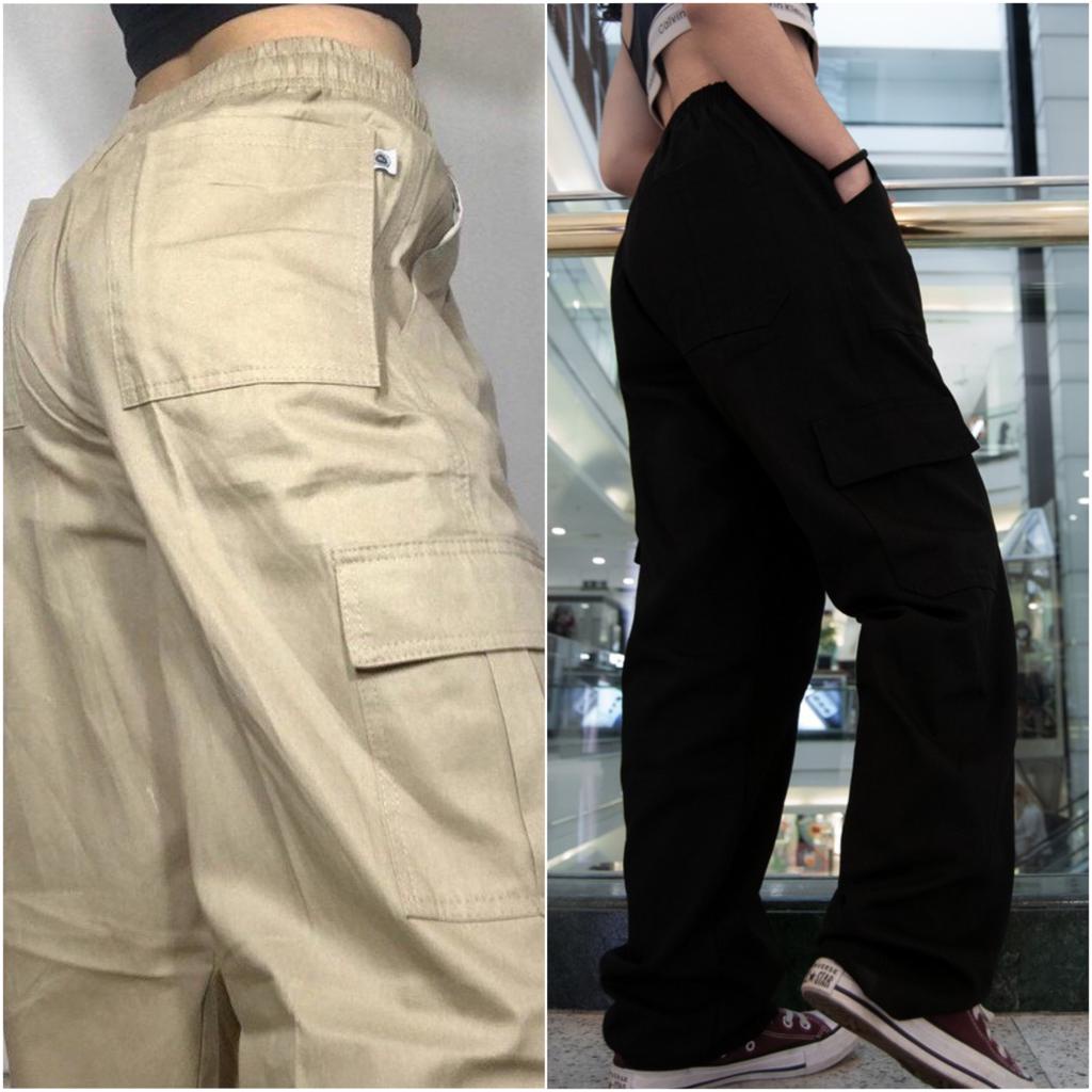 Calça De Sarja Cargo Feminina