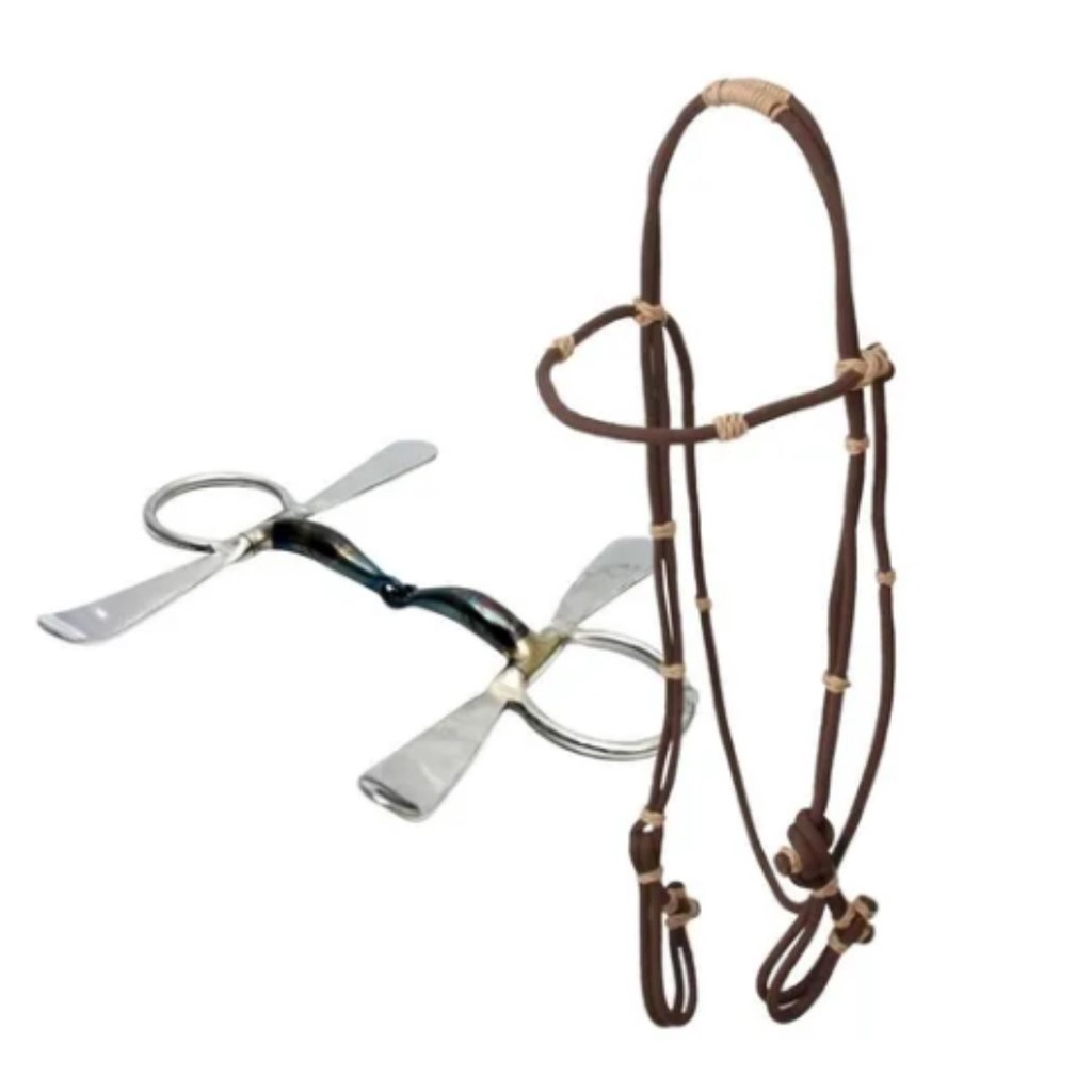 Cabeçada De Corda + Bridão Tala Inox Para Cavalo