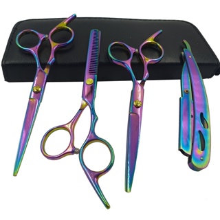 Kit 3 Tesouras Profissionais + 1 Navalha + Estojo P/ Barbeiro em Oferta na Shopee