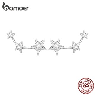 Bamoer Brinco Simples Estrela Prateada 925 Moda Bijuteria Para Mulheres