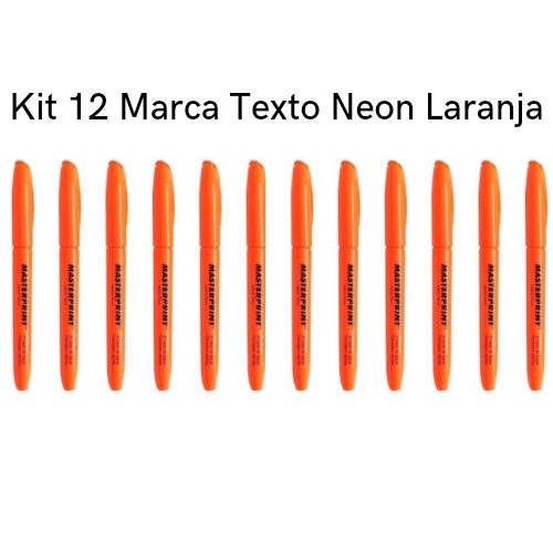 Kit 12 Marca Texto Neon Laranja Masterprint - Grifa Texto