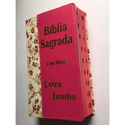 Bíblia Sagrada Letra Jumbo- Revista e corrigida - Com Harpa - Capa Flor Dourada