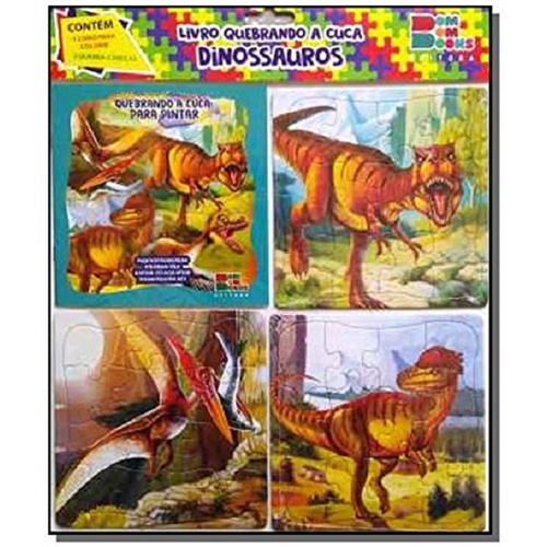 Quebrando a Cuca - Dinossauros 2 Para Colorir e 3 Quebra-cabeças