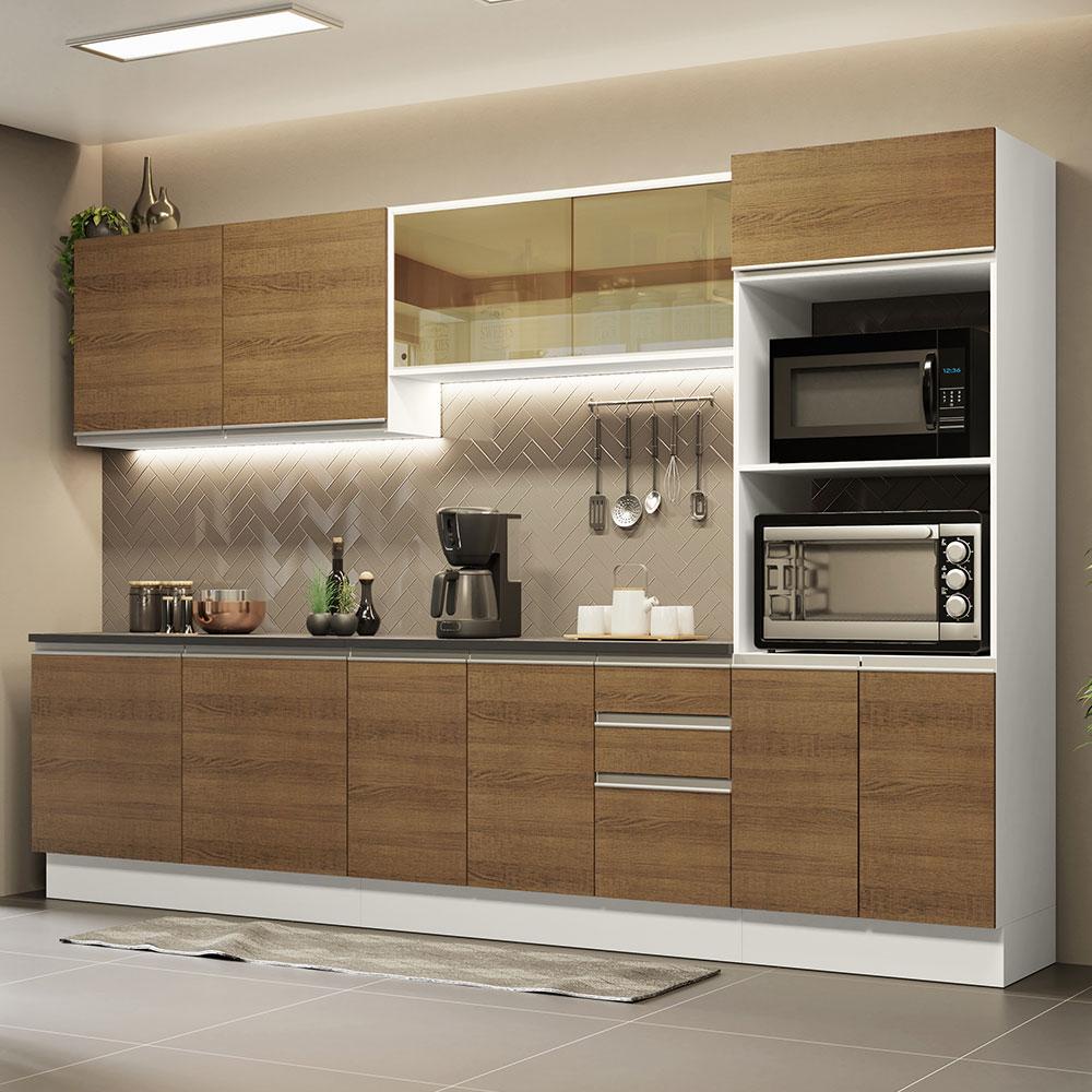 Cozinha Completa 100% MDF Madesa Acordes 310001 com Armário e Balcão - Branco/Rustic - Home & Living