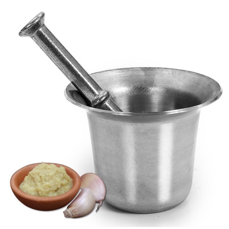 Pilão Almofariz + Socador de Alho Temperos Pequeno Médio Grande Aluminio Reforçado
