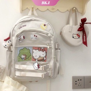 Sanrio Hello Kitty Campus Mochila Escolar Com Zíper De Grande Capacidade Fofa De Desenho Animado Bolsa De Viagem