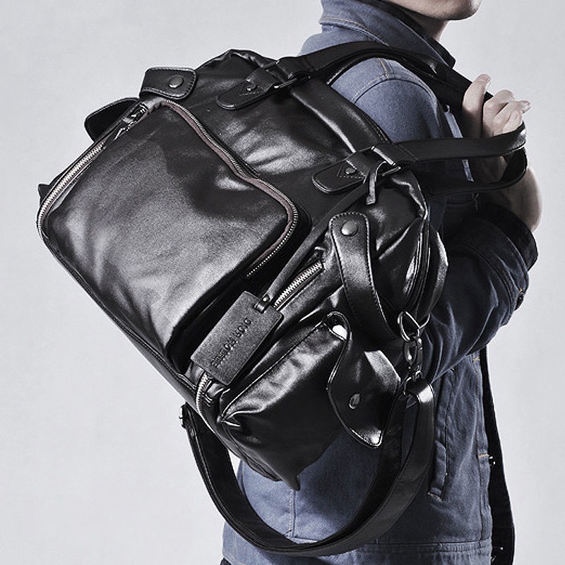 Bolsa De Ombro Masculina Viagem Portátil De Couro De Grande Capacidade