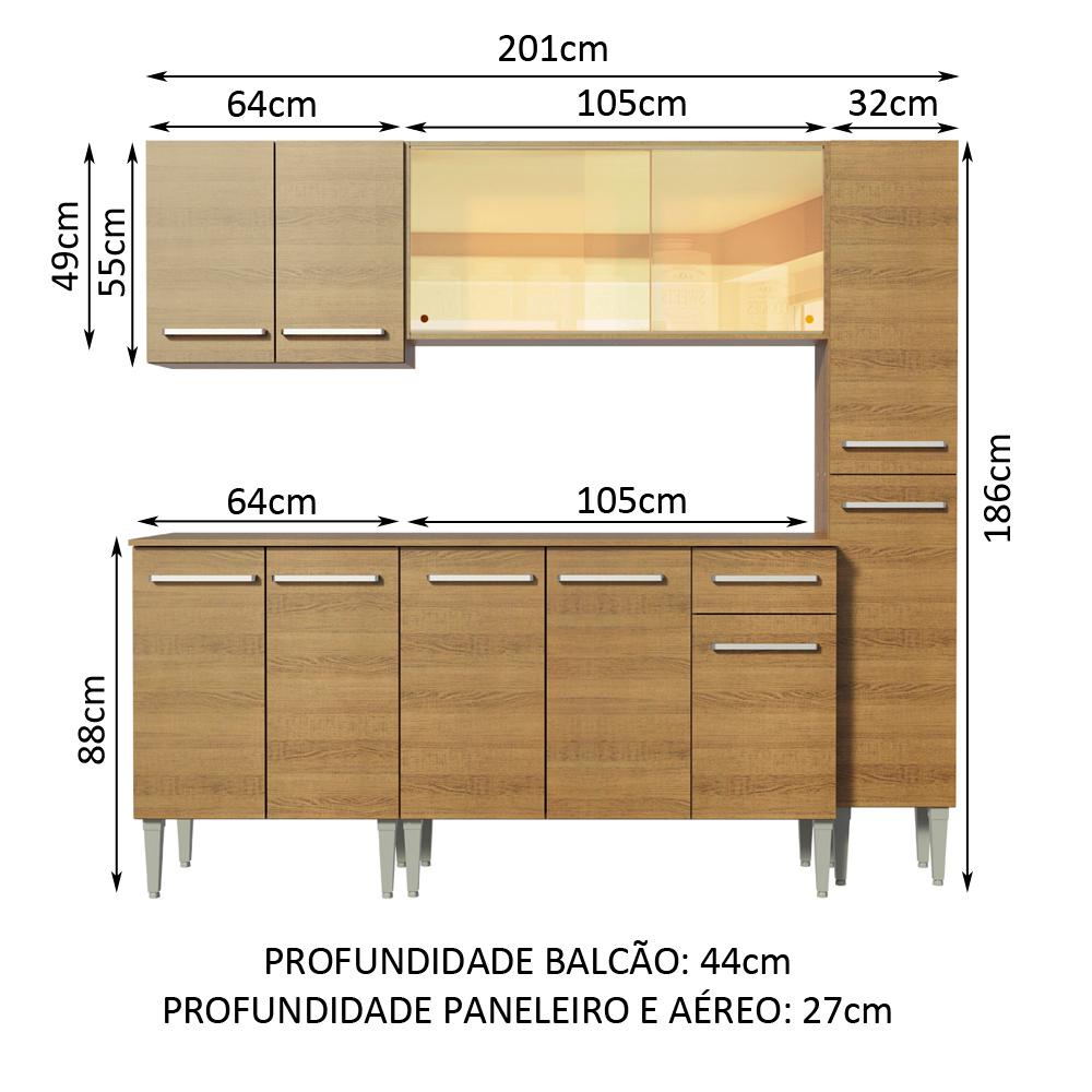 Detalhes do Cozinha Completa Madesa Emilly West com Balcão, Armário Vidro Reflex e Paneleiro