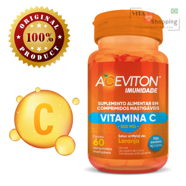 Aceviton Imunidade Vitamina C Sabor Laranja com 60 Comp Mastigáveis