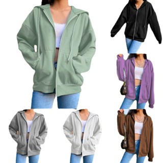 Sweatshirts Top Moletom Feminino Novo Estilo Cor Sólida Jaqueta Com Capuz roupas femininas