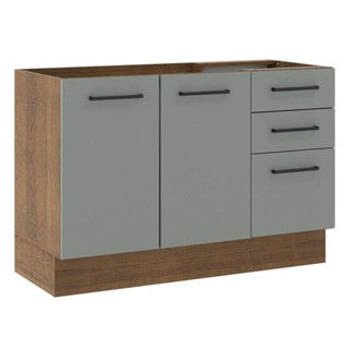 Balcão de Pia Madesa Agata 2 Portas e 3 Gavetas - Rustic/Cinza