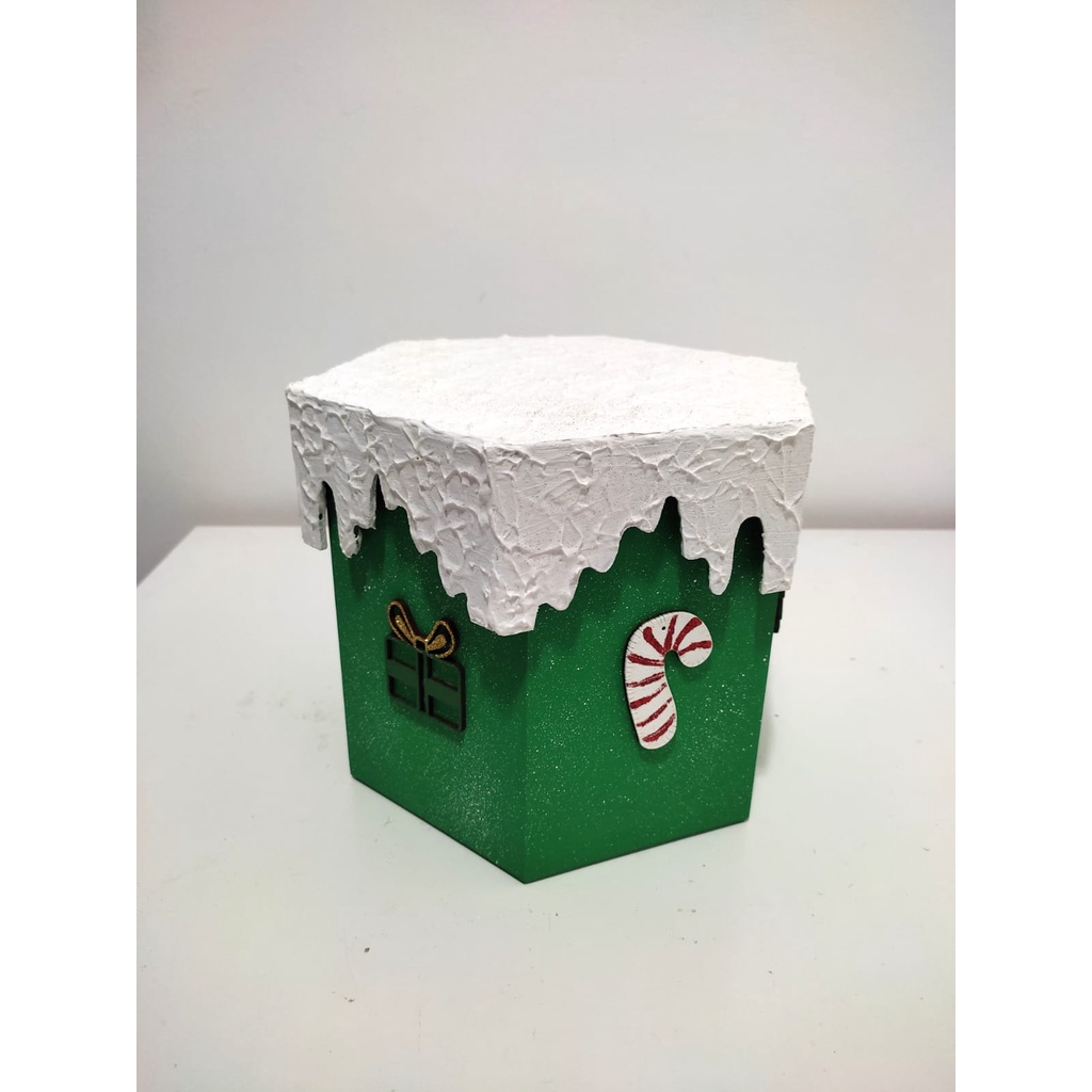 Decoração de Natal - Caixa Decorativa Para Panetone, Bolacha, Doces Verde