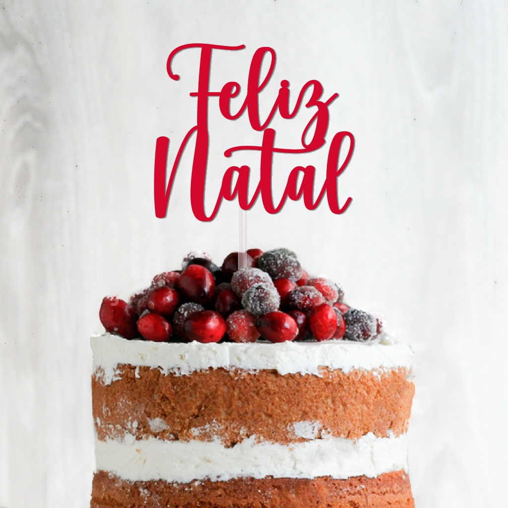 Topo de Bolo ou Panetone Feliz Natal - Estilo 03