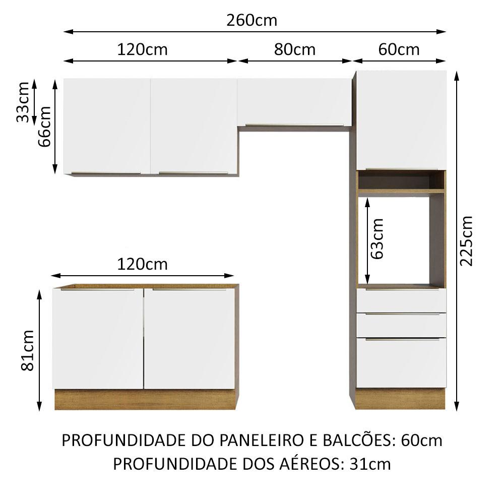Cozinha Completa Madesa Lux 260005 com Armário e Balcão - Rustic/Branco Veludo — imagem 2 de 2