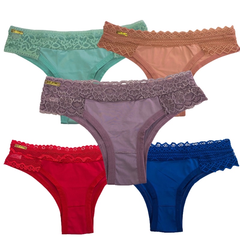 Kit 5 Calcinhas Conforto Cintura Alta Modeladora Básica Confortável Luxo Atacado Lingerie em Oferta na Shopee