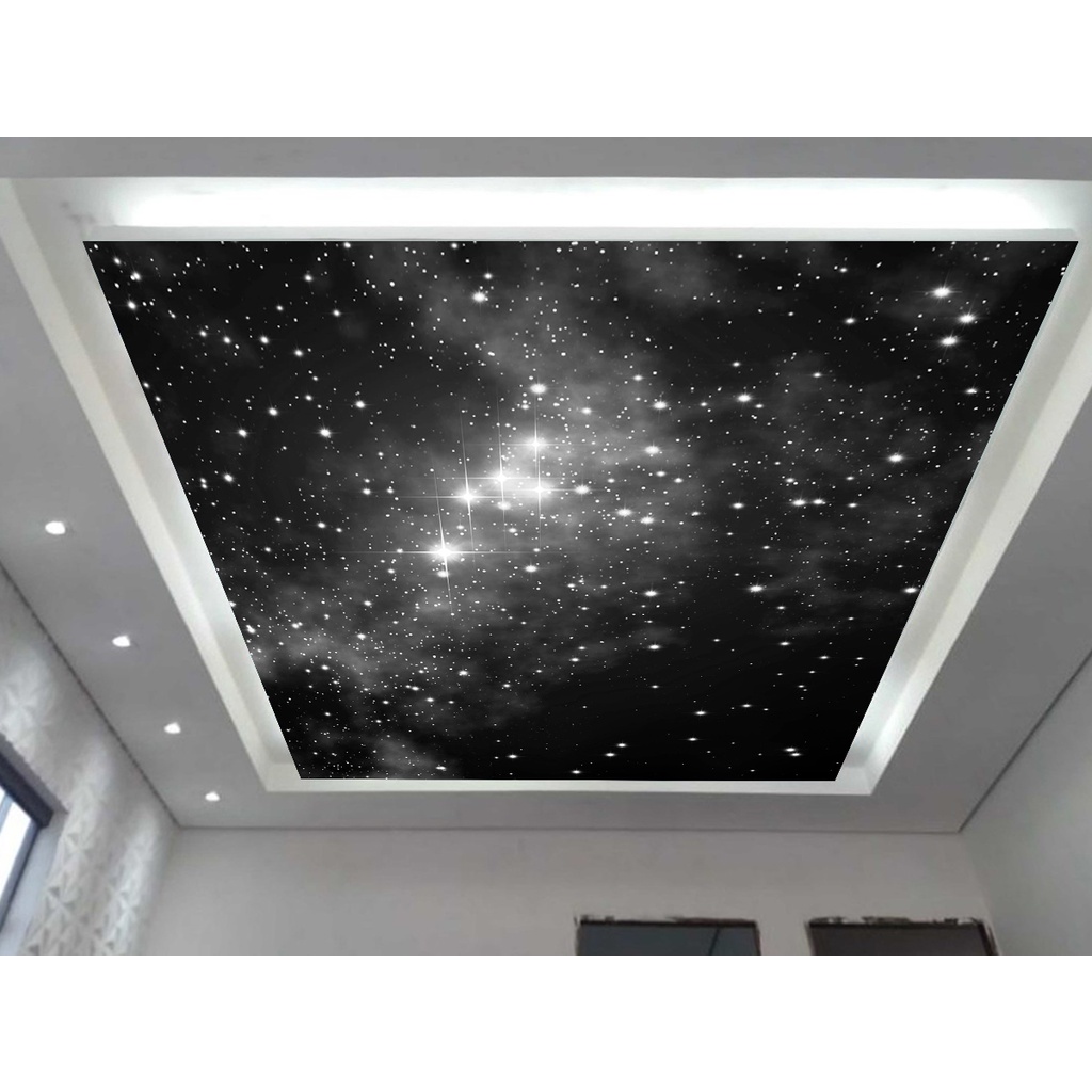 Papel de Parede de Teto - Adesivo Decorativo Para Teto - Painel Fotográfico Espaço Universo Paisagem Céu Galaxia ROF - 058