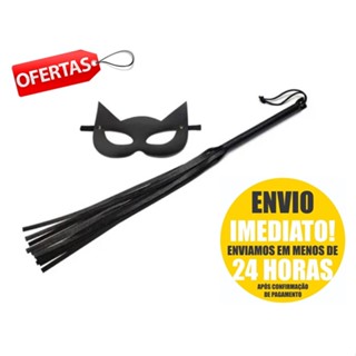 Mascara Tiazinha + Chicote 35 cm Preto Sex Shop em Oferta na Shopee