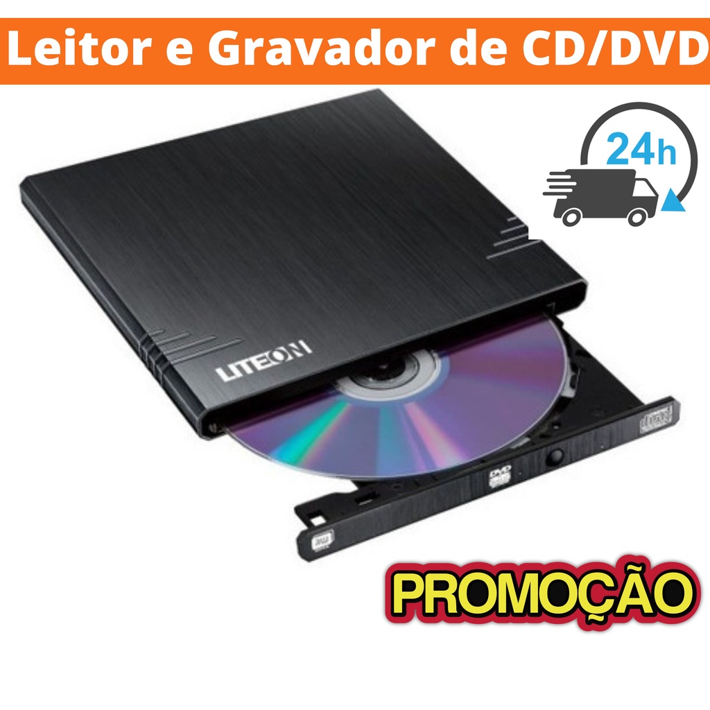 Leitor e Gravador de CD e DVD Externo Drive Portátil PC Desktop Notebook Windows Linux macOS