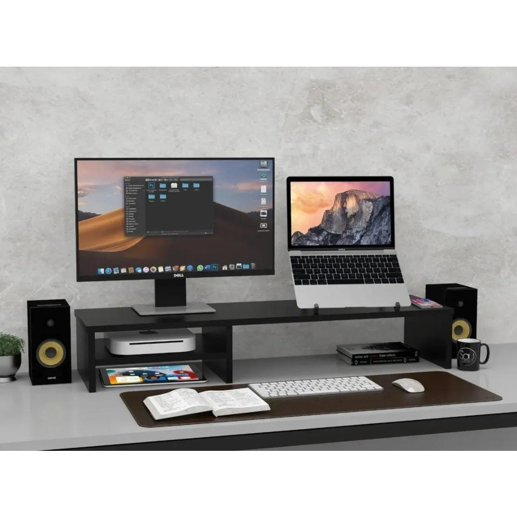 Suporte Base Dois Monitores Setup Gamer Ergonômico 100x25x15