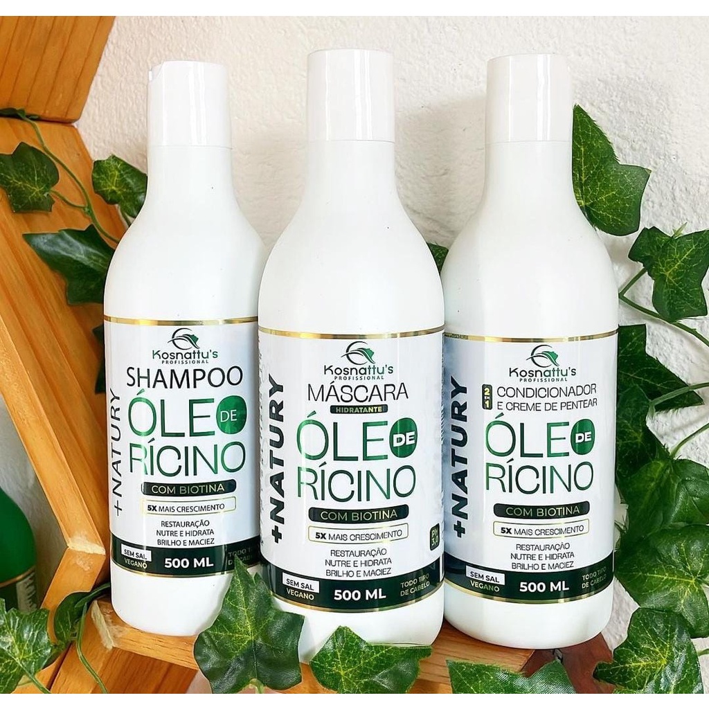 Kit Óleo De Rícino Com Biotina +natury Kosnattu's em Oferta na Shopee