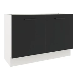 Balcão de Pia Cozinha 2 Portas Branco/Preto Agata Madesa
