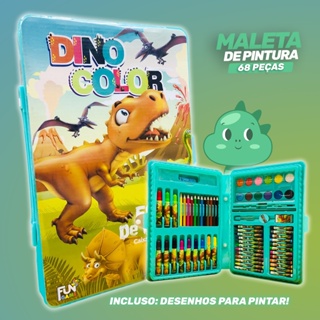Maleta De Pintura Infantil Dino Color Estojo 48/68 Peças Novidade em Oferta na Shopee