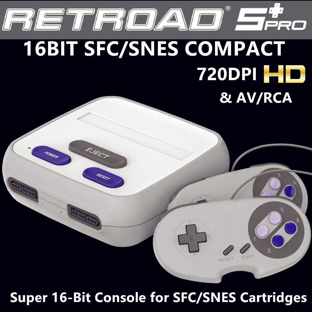 Console Compacto Super 16-BIT Para Cartuchos SFC/SNES RETROAD 5 + PRO ...
