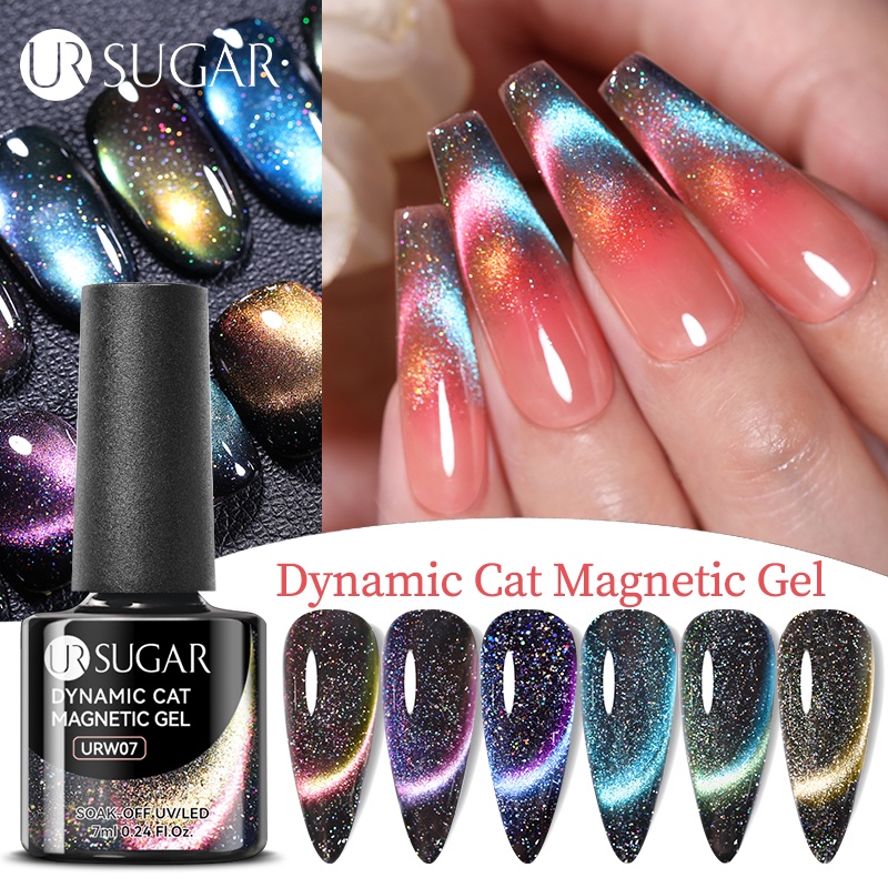 UR SUGAR 7ml Gato Gel Magnético De Unhas Glitter Dinâmico Refletivo De UV Verniz De Arte