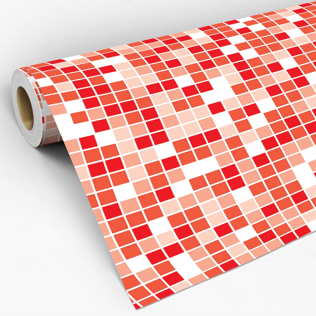 Papel de Parede Adesivo Pastilhas Azulejo Para Cozinha e Banheiro Vermelho 3 Metros