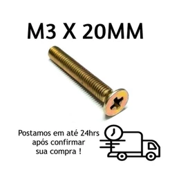 Parafuso Máquina Cabeça Chata Phillips M3 X 20mm Bicromatizado
