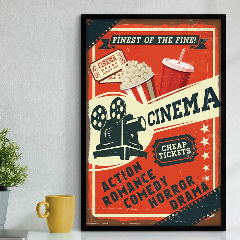 Quadro placa decorativa Cinema Retro 20x28 Alta Qualidade 4k