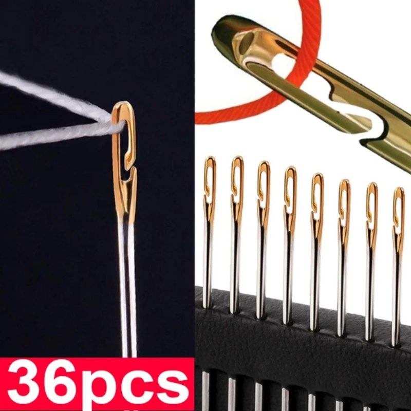 12/24/36PCS Agulhass Furo De Abertura Lateral Da Cauda Agulhas De Costura À Mão Caixa De Papel Para Casa DIY Cega De Idosos Multi-Tamanhos Darning