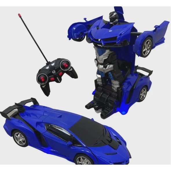 Carrinho De Controle Remoto Transformers Robô(Azul)