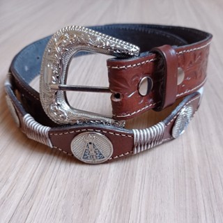 cinto couro masculino feminino fivela country unissex aplique metal mangalarga religioso artesanal moda envio imediato