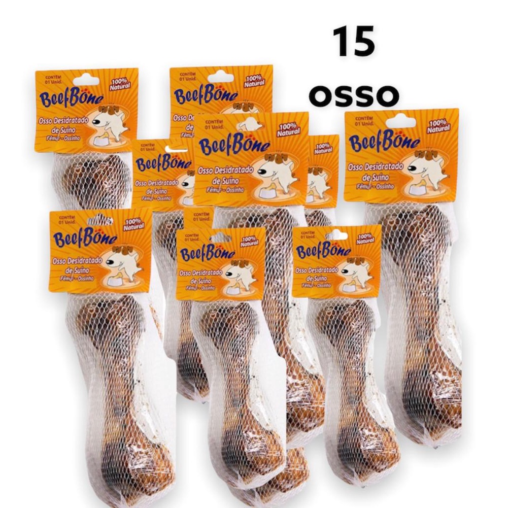 15 Ossos Para Cachorro Defumado Suino Cães Ossinho Natural Fêmur Beef Bone Pet