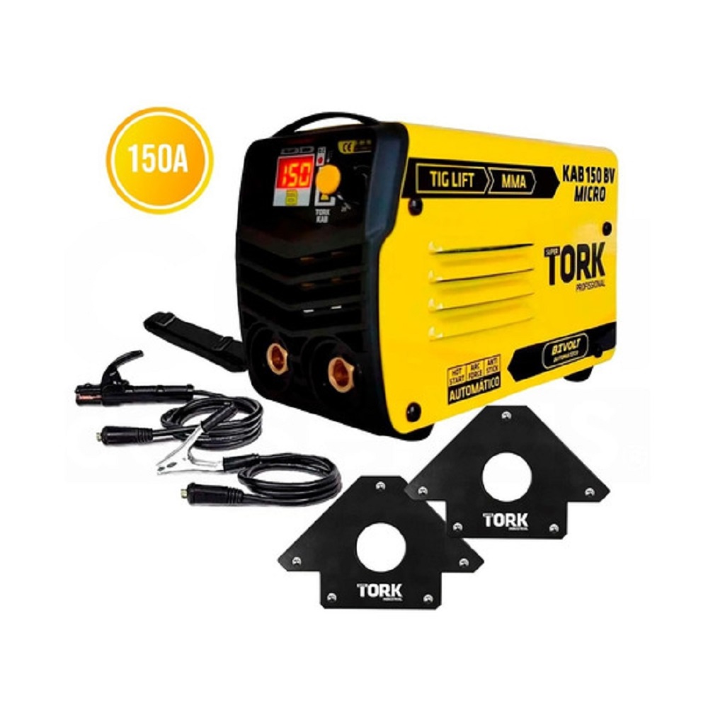 SOLDA INVERSORA 150A MMA IE-6150 BV SUPER TORK + 2 ESQUADROS - Home & Living