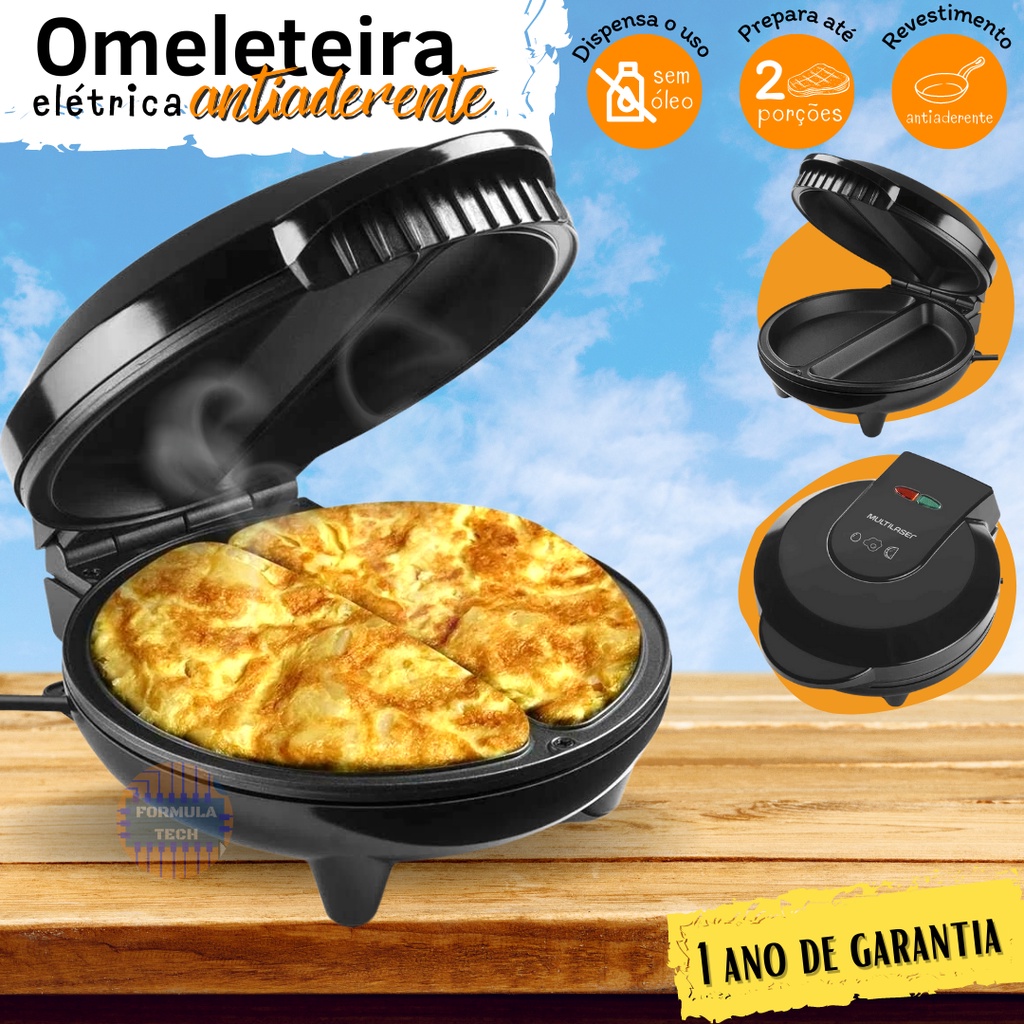 Omeleteira Elétrica 110V Antiaderente 850W Preto Multilaser Para Ovos e Omeletes Receitas