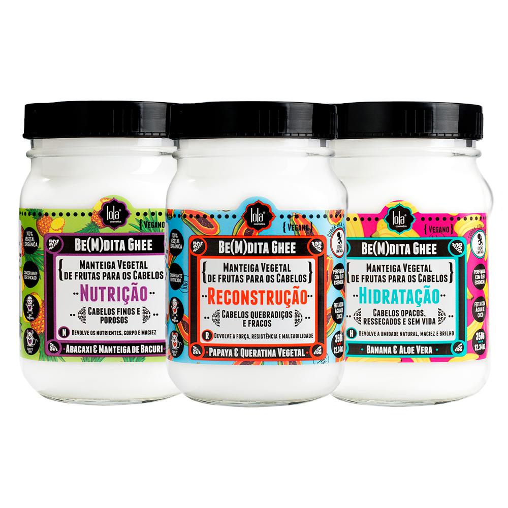 Kit Lola Cosmetics - Máscara de Hidratação e Máscara de Nutrição e Máscara de Reconstrução 350 g - Beauty
