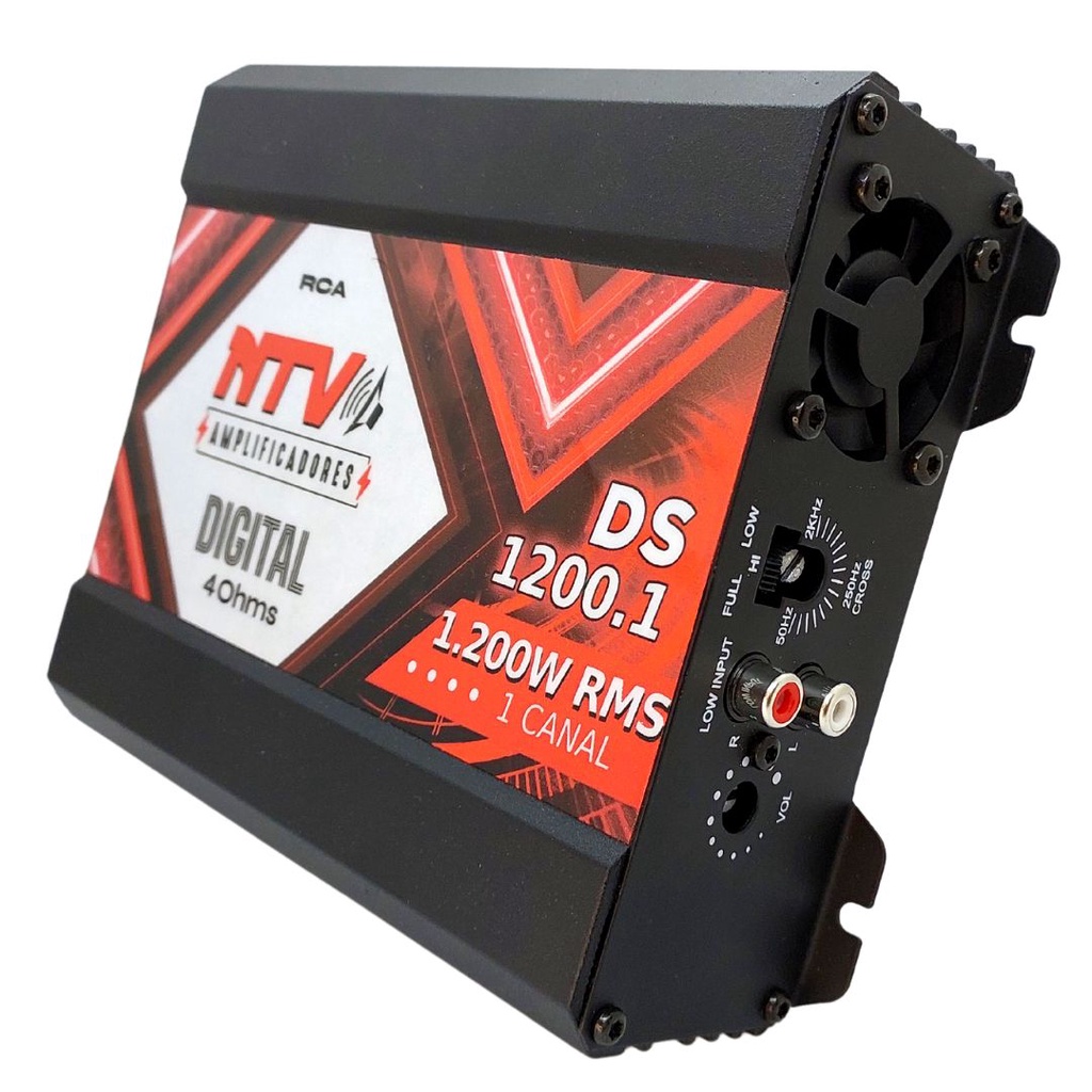 MÓDULO SOM NTV DS1200.1 DIGITAL 1.200W RMS 1 CANAL 4 OHMS Mesa Potência Ideal para Subwoofers de 800w até 1200w RMS