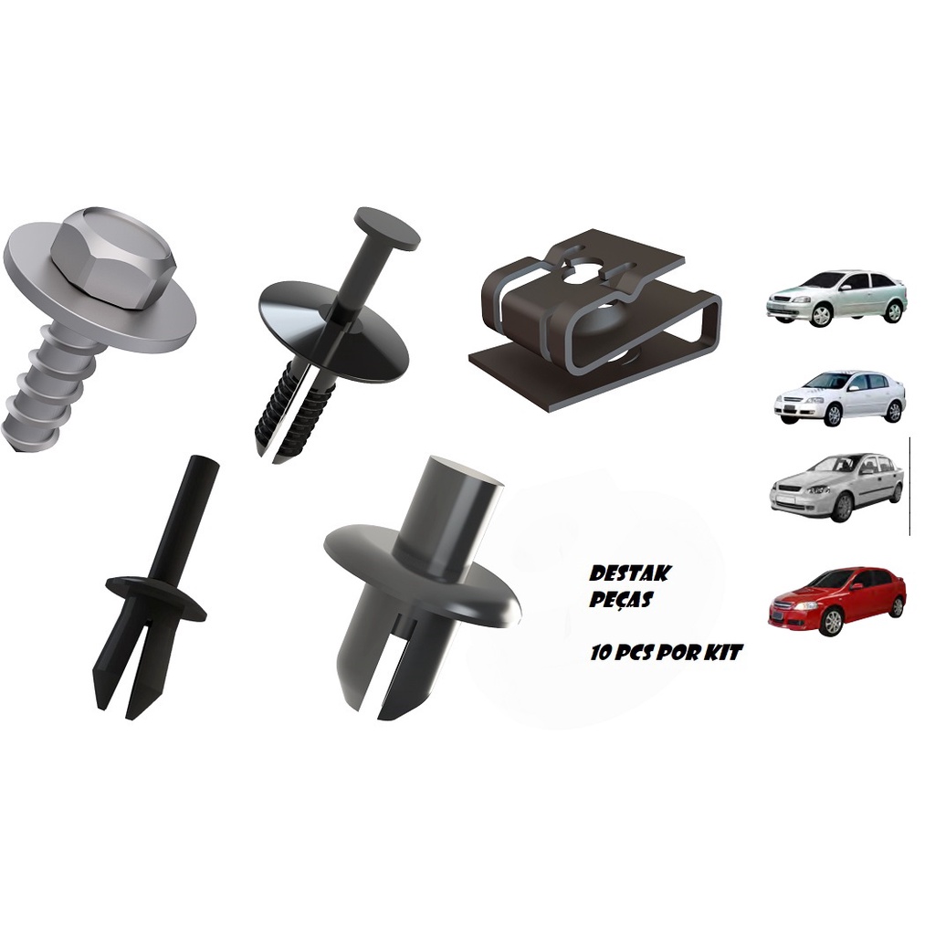 Kit fixadores grampo parafuso trava para fixação do parabarro do GM Chevrolet Astra Hatch e Sedan