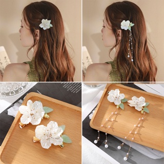 Coreano Flor Folhas Pérola Grampo De Cabelo Contas Borla Liga Hairpin Meninas Moda Acessórios Para O em Oferta na Shopee