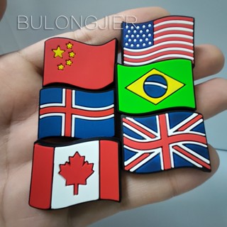 Shoe Decoration for Croc Pins Bandeira Nacional Com Botão Encanto